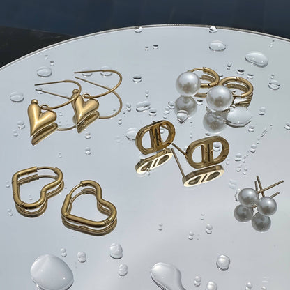 Hearts Earrings, 18K Gold Plated Steel