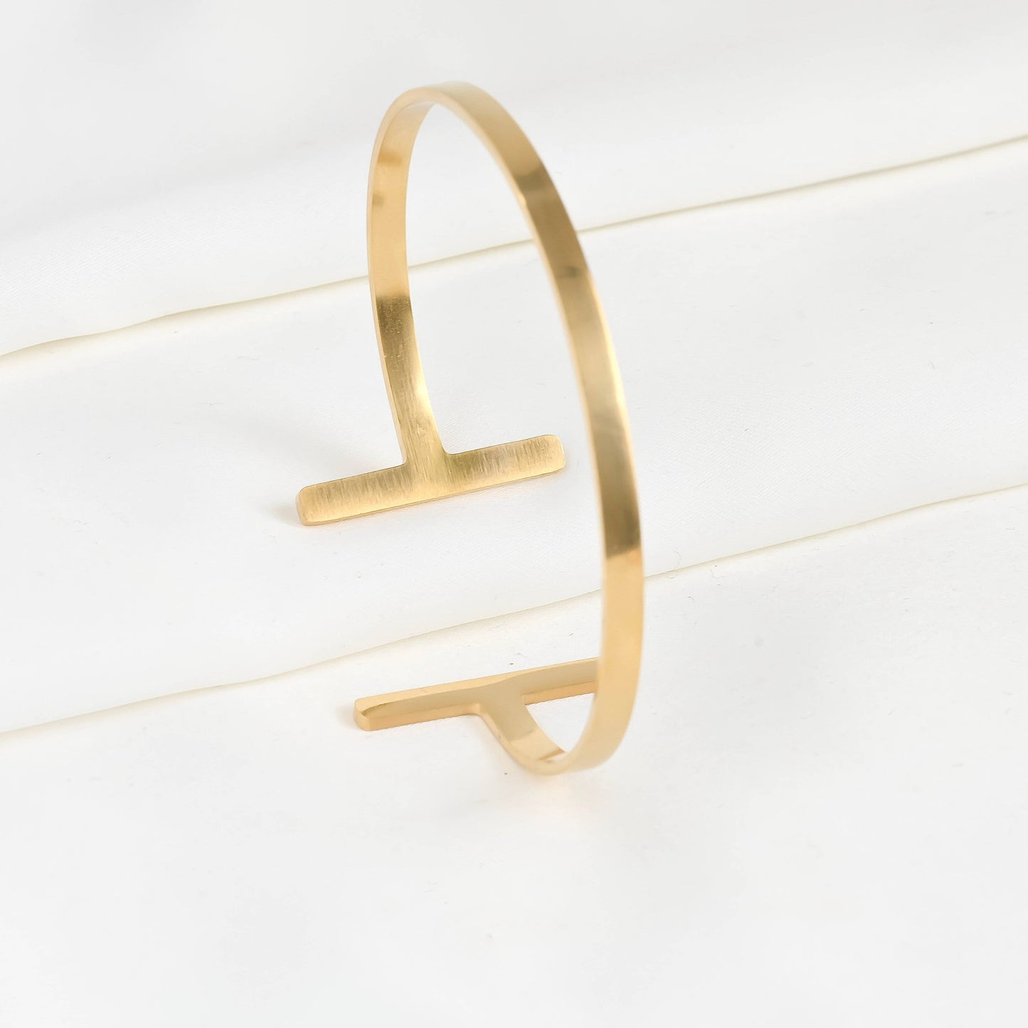 Maria 18k Gold Cuff Bracelets - X Cuff Bracelet - Bar Open Bangle: Criss Cross