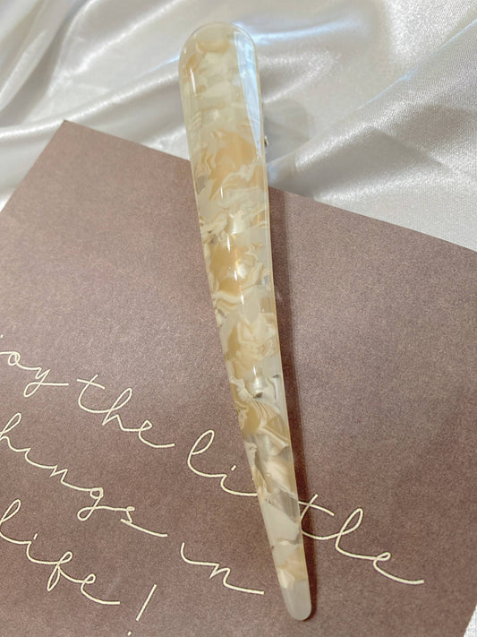 Chloe Acetate Hair Clips, Banana Hair Clip, Hair Accessories,Clip: White marble