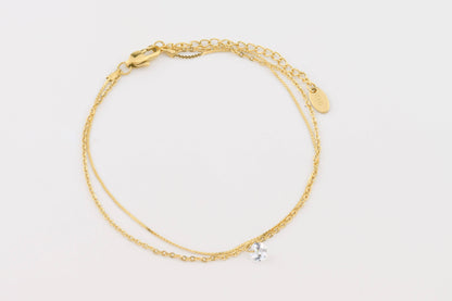 Vivian Dainty CZ Anklet - 18k Gold Diamond Ankle Bracelet -