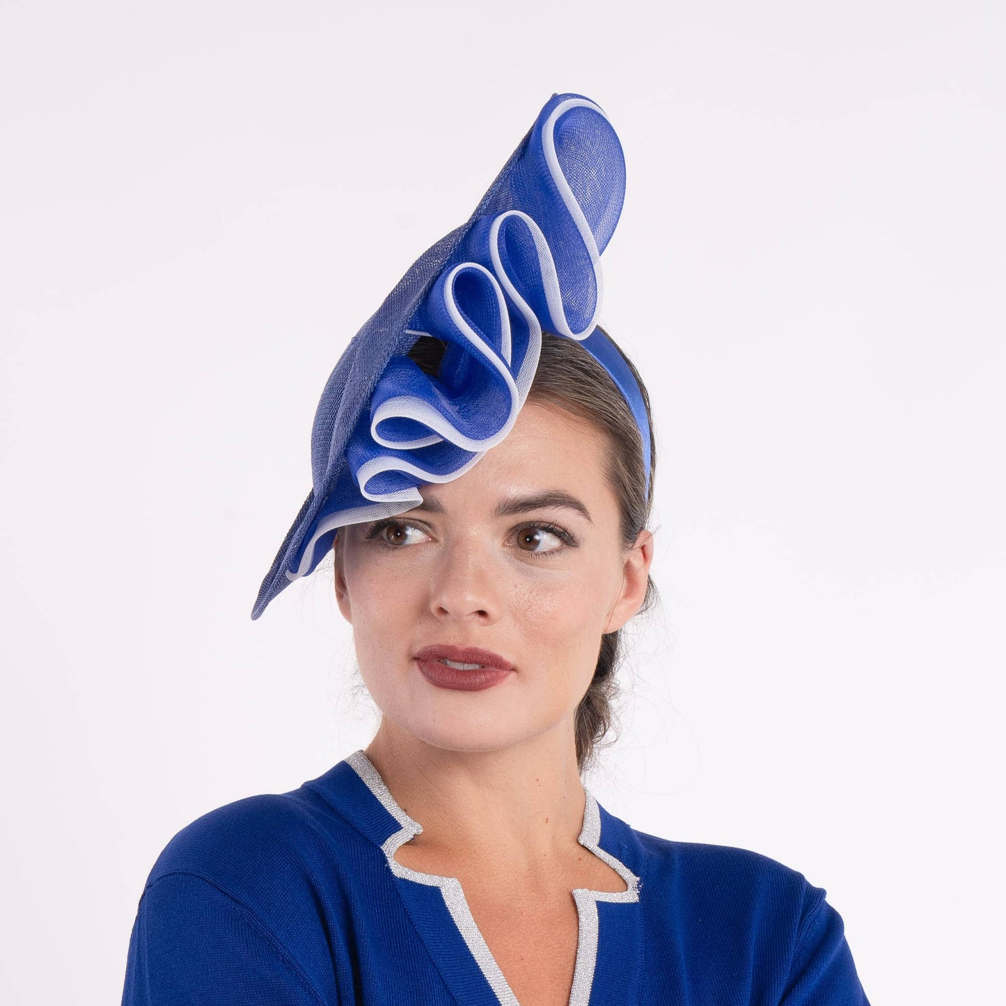 2Tone Crinoline Trimming Sinamay Fascinator | 5931H: RED+ORANGE