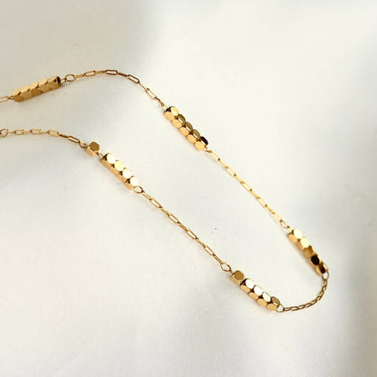Tanya Cube Beaded Chain Necklace - Square Beaded Paperclip Chain