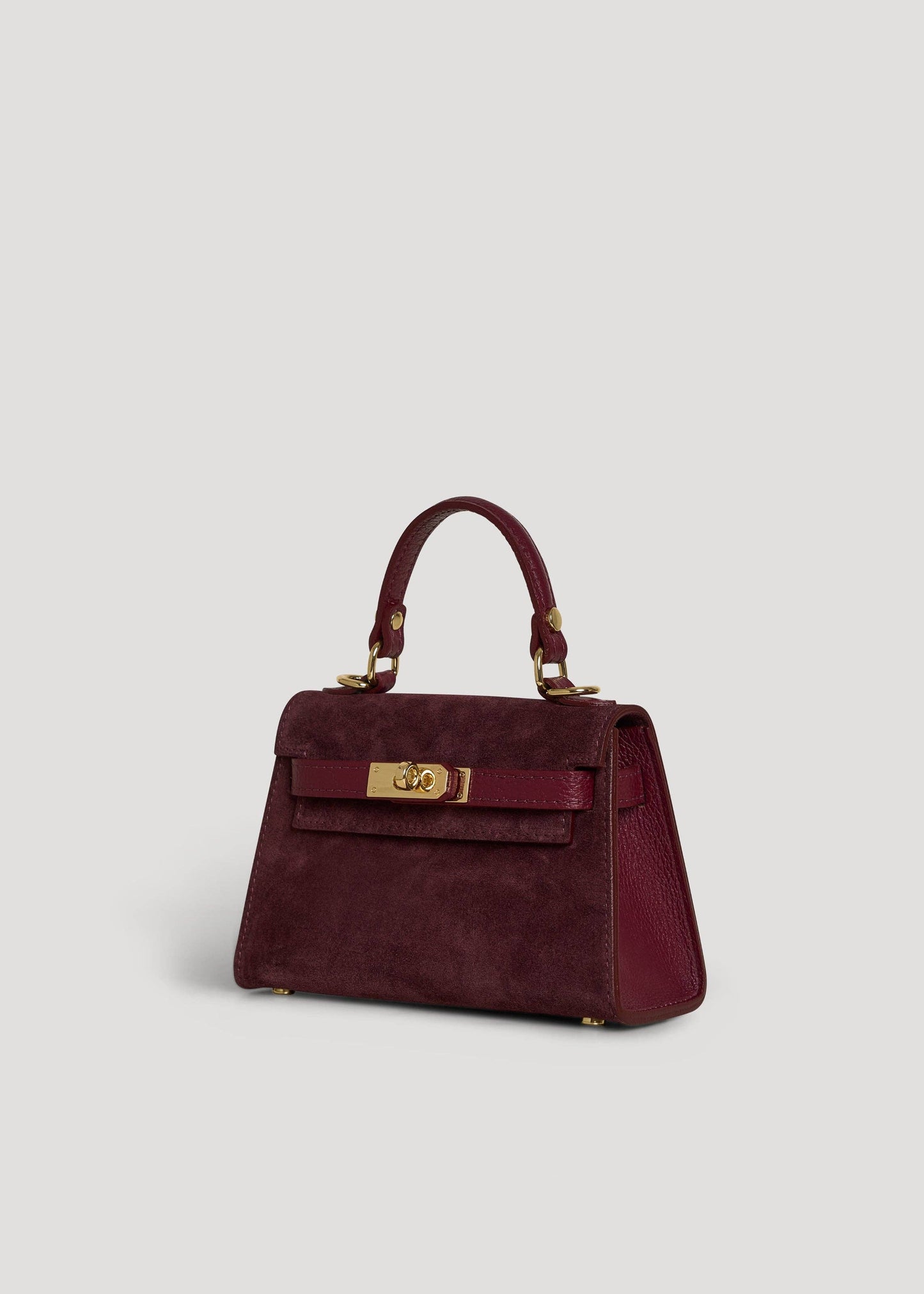 Victoria Bag in Burgundy Suede and Dollar Leather