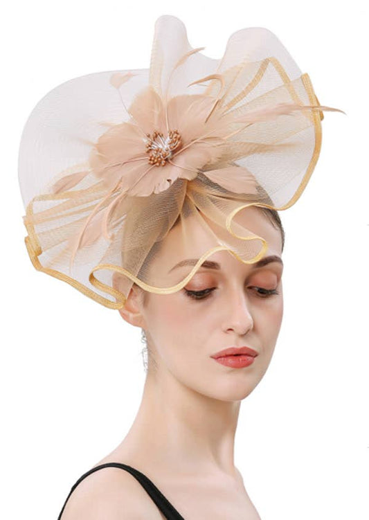 Champagne Flower Feather Fascinator