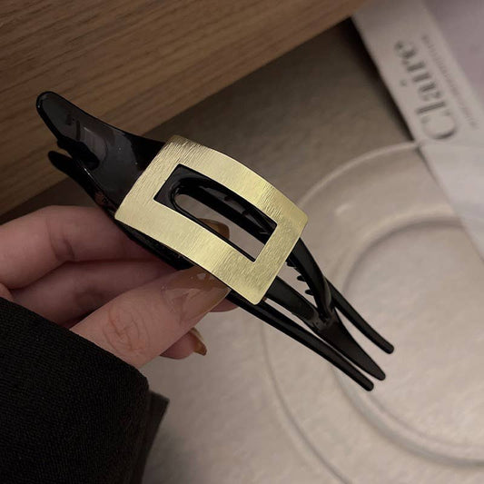 Ticia Hair Clip, Black Hair Clip, Gold Hair Clip, Thick Hair: Square
