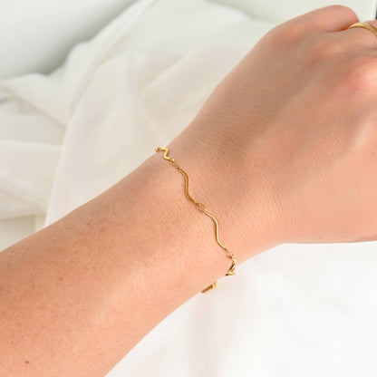 Julia Gold S Link Bracelet - Waterproof Oval Link Chain Bracelet: S Links