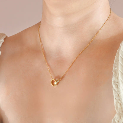 Hazel Pavé Circles Necklace - CZ Interlocking Circled Pendant