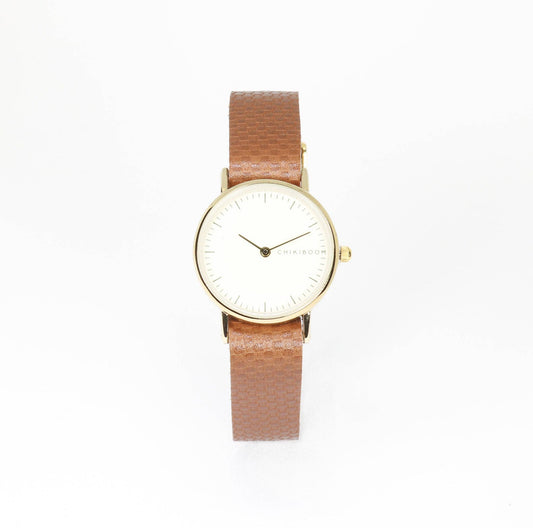 Aurora brown textured / cream and gold Women’s Watch