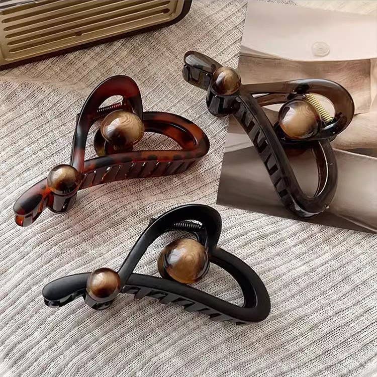 Dhalida Premium Tortoiseshell Hair Claw Clip, Hair Accessories : Black