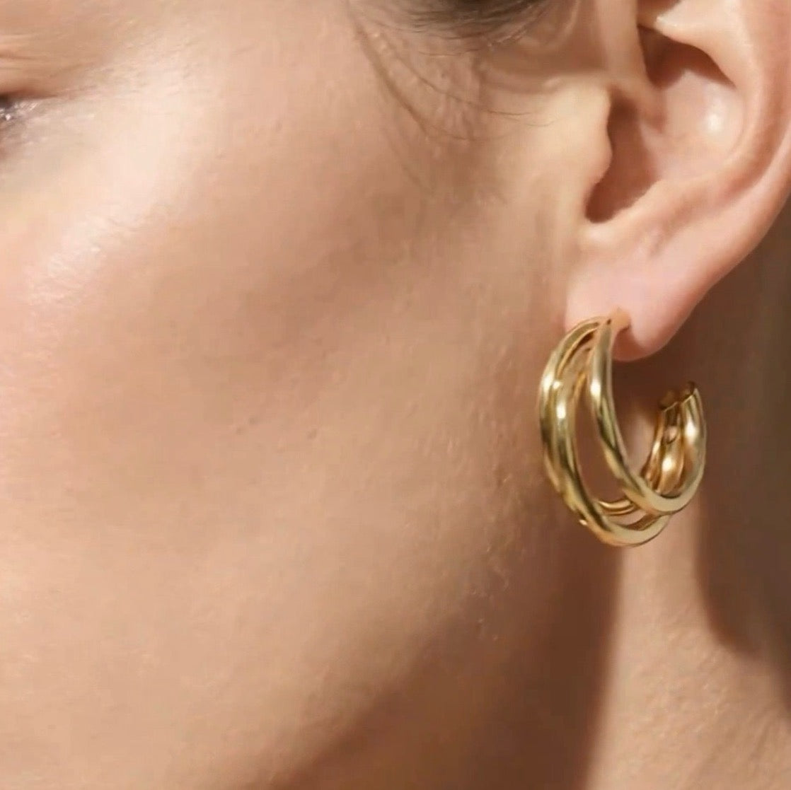 Triple Hoop Earrings.