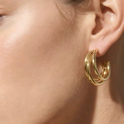 Triple Hoop Earrings.