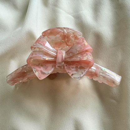 Arianne Cellulose Acetate Bow Hair Claw Clips: Pink