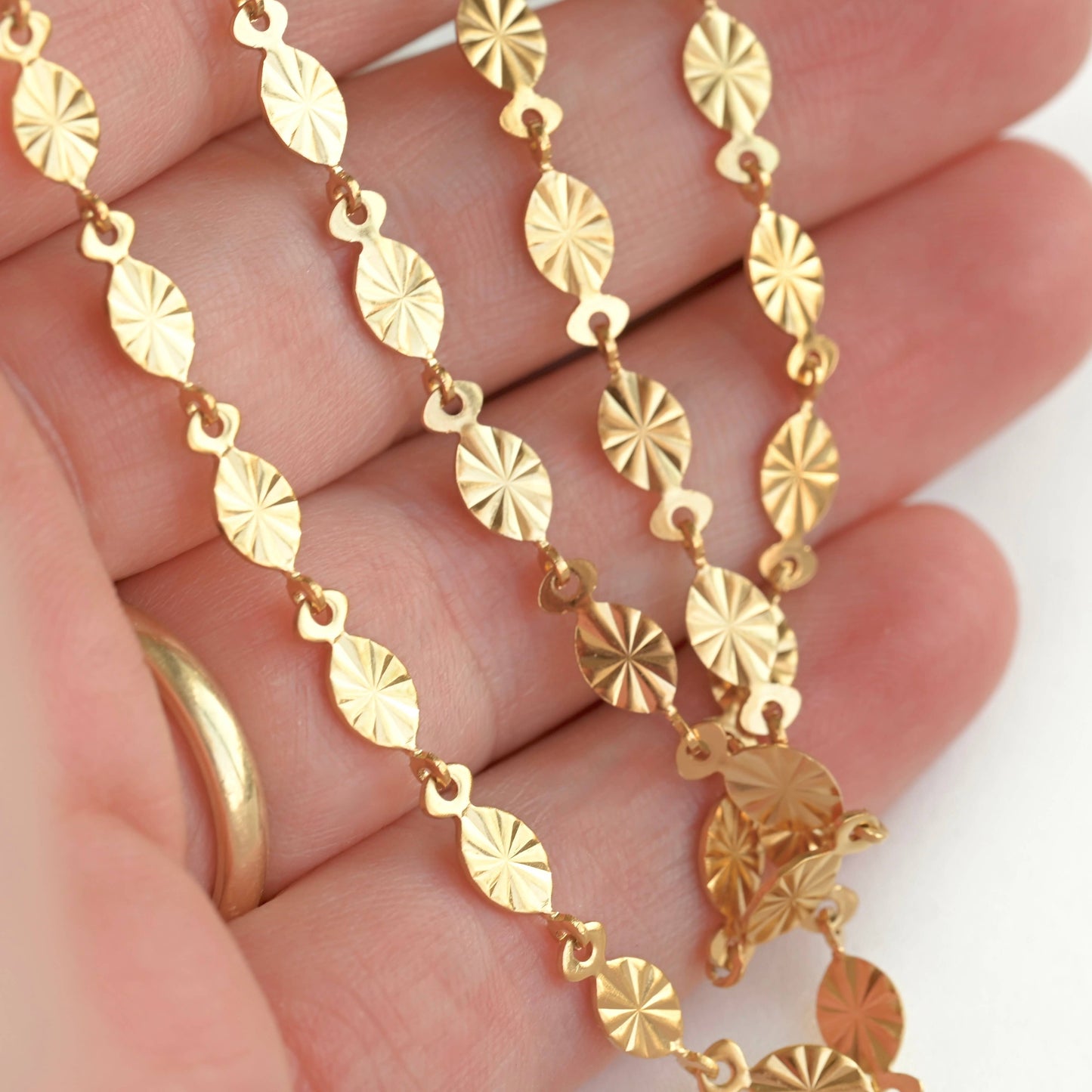 Lucile Sunburst Coin Necklace - Tarnish-free Oval Sunrays Necklace
