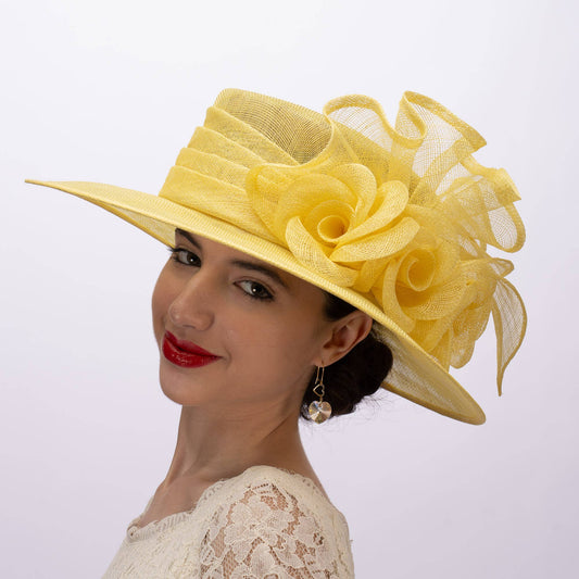 Folded Rose Sina Medium Brim Hat For Women | 119160: YELLOW
