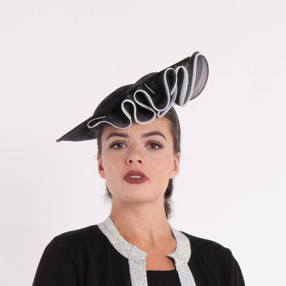 2Tone Crinoline Trimming Sinamay Fascinator | 5931H: RED+ORANGE