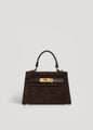 Victoria Bag in Dark Brown Suede and Dollar Leather