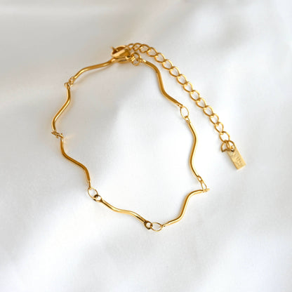 Julia Gold S Link Bracelet - Waterproof Oval Link Chain Bracelet: S Links