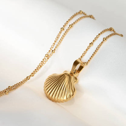Diana Gold Seashell Necklace - Gold Seashell Pendant Necklace