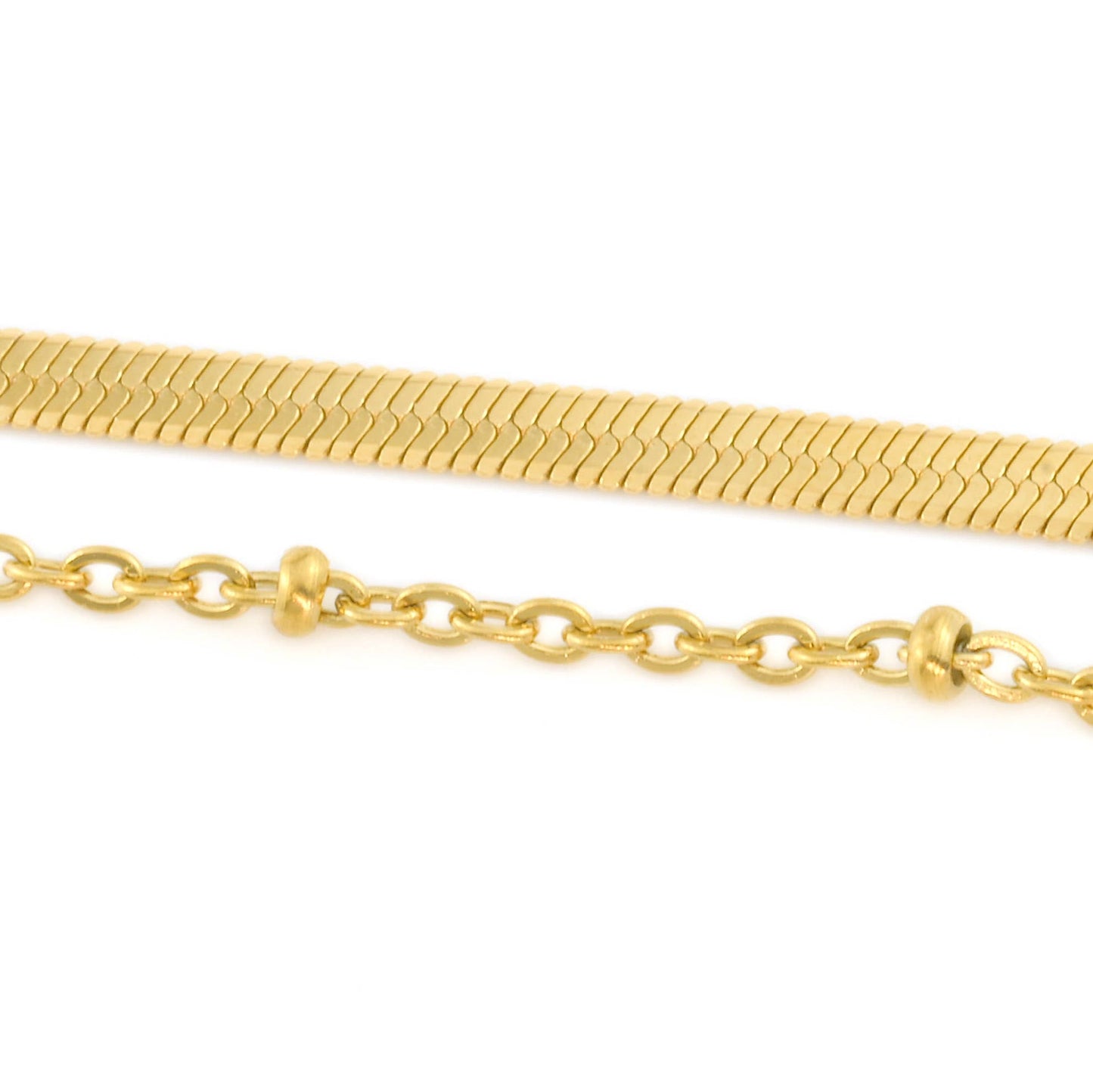 Willice Layered Herringbone Anklet - Double Layer Dainty Gold Anklet