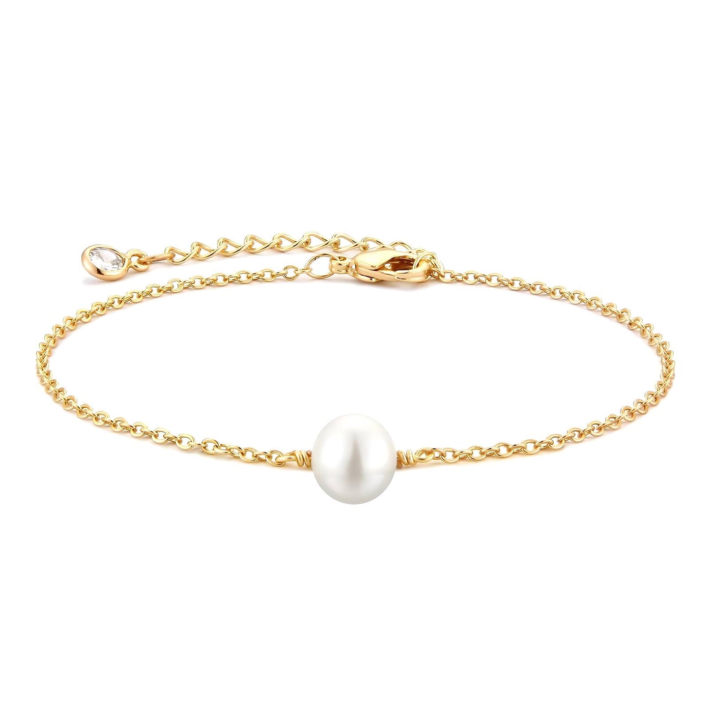 Celio 18k Gold Pearl Bracelet- Gold Chain