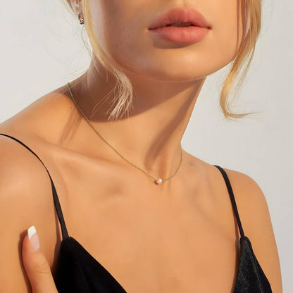 Dainty Gold Pearl Necklace