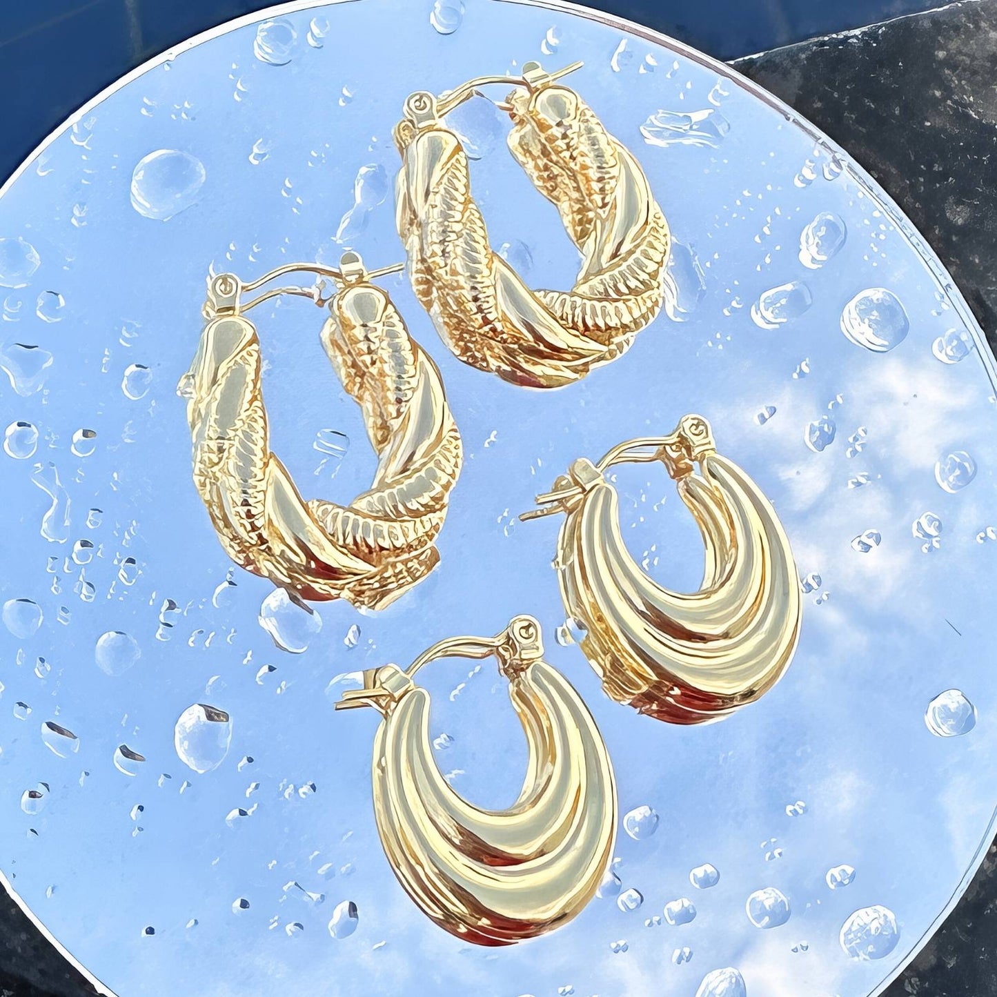 Twisted hoop earrings.