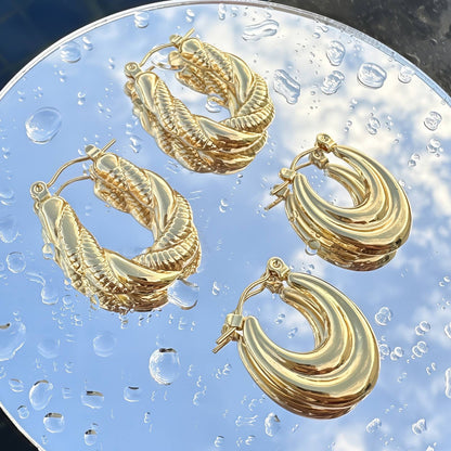 Twisted hoop earrings.