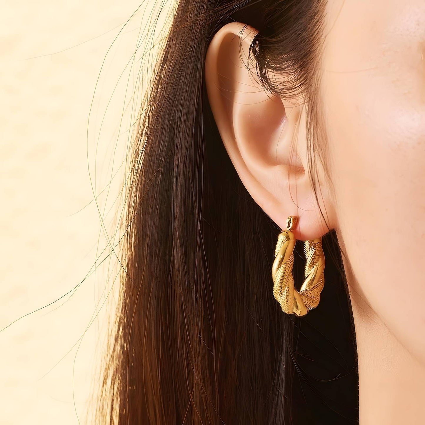 Twisted hoop earrings.