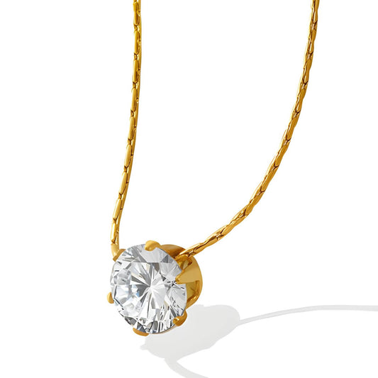 Gold Chain Necklace with Solitaire Pendant