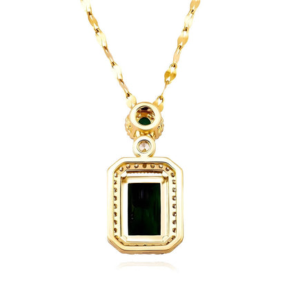 Gold Emerald and Diamond Pendant necklace