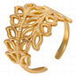 Leaves Ring, 18K Gold Plated Steel