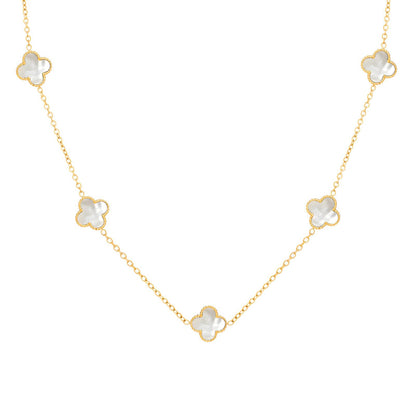 Gold tone Necklace with Mother Clover Charms