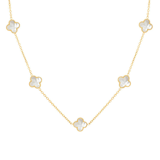 Gold tone Necklace with Mother Clover Charms