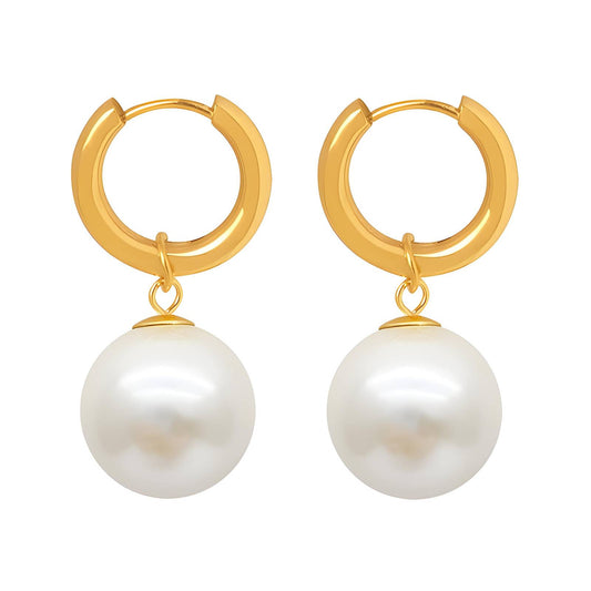 Hoop Pearl Drop Earrings