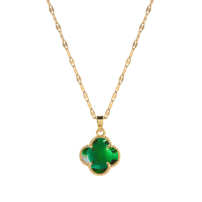 Clover pendant with green gemstone necklace