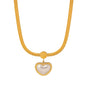 Chunky Necklace with Pearl Heart Pendant