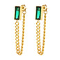 Chain Earrings with Emerald Green Cubic Zirconia.
