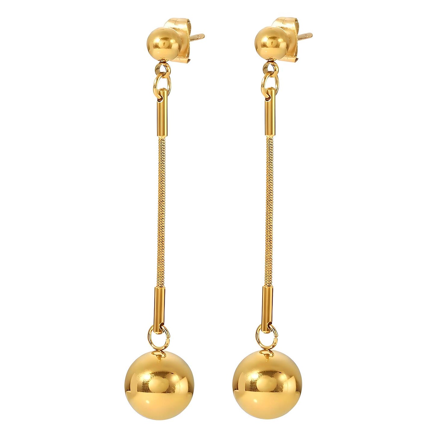 Long Drop Ball Earrings
