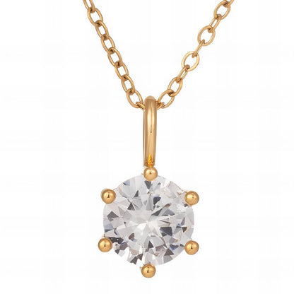 Round Cubic Zirconia Solitaire Pendant