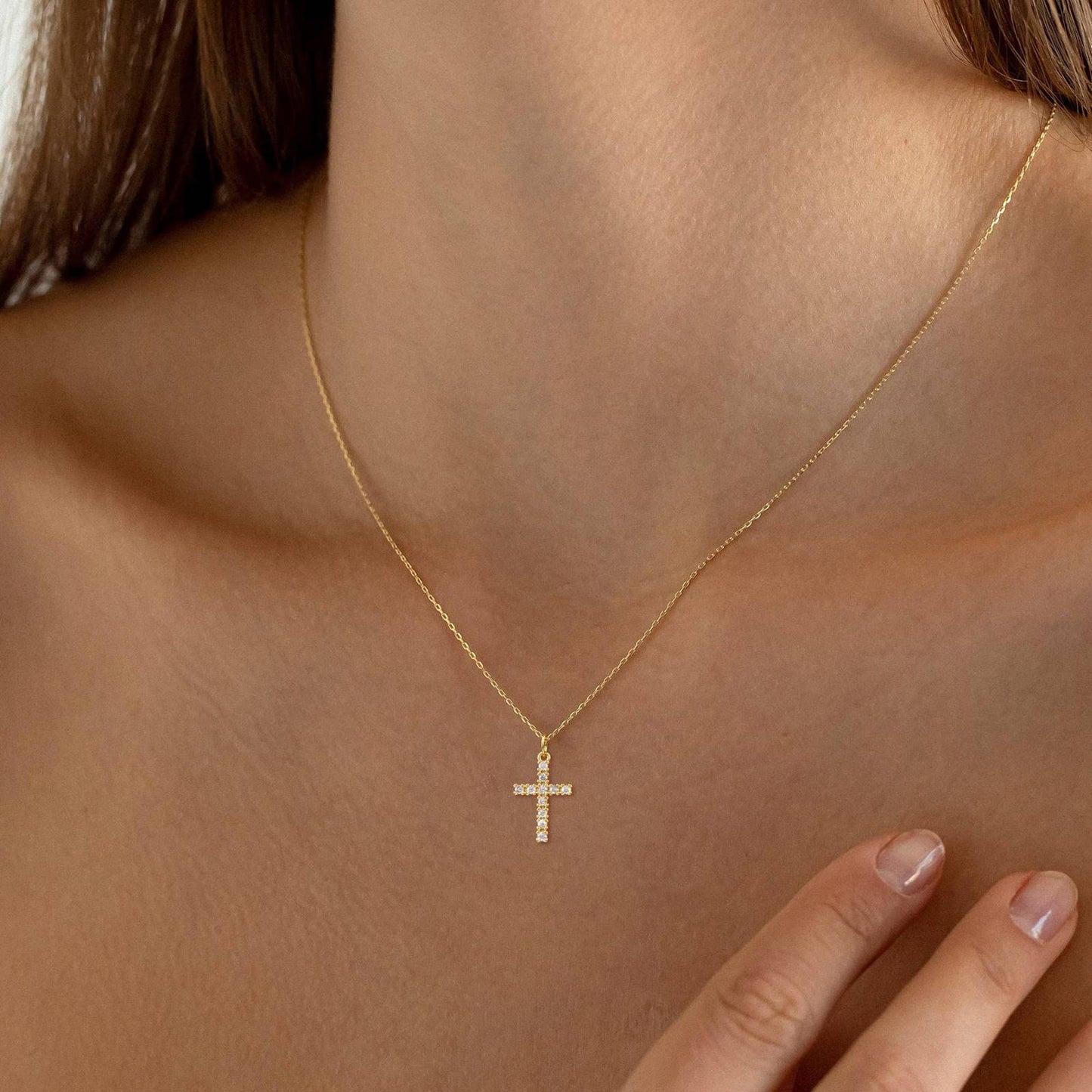 Christina 18K Gold Plated Steel Cross Pendant Necklace