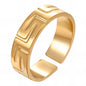 Gold-Tone open ring with Greek key design
