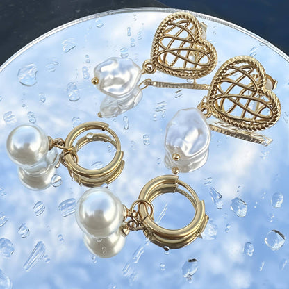 Hoop Pearl Drop Earrings