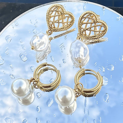 Hoop Pearl Drop Earrings