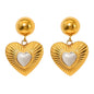 Heart Earrings with Pearl  Center