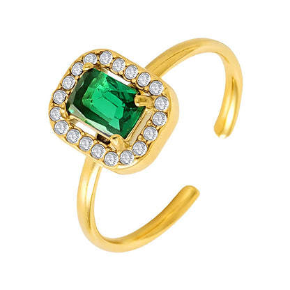 Emerald Ring with Cubic Zirconia finger ring