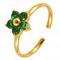 Flower finger ring with Green Stone