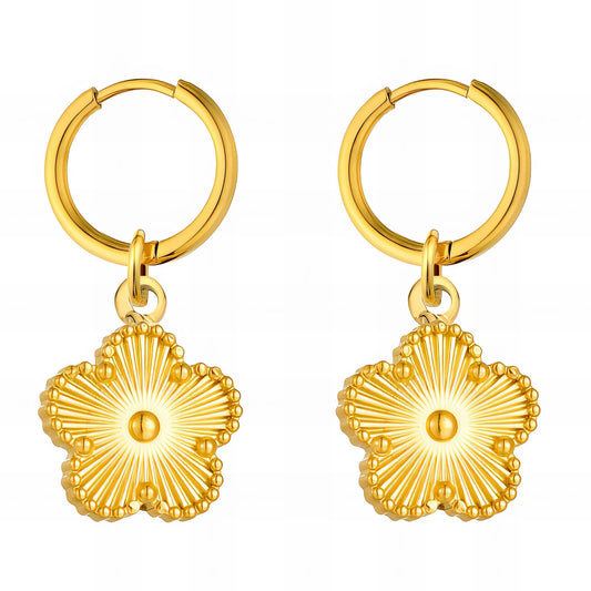 Hoop Earrings with Flower Charm