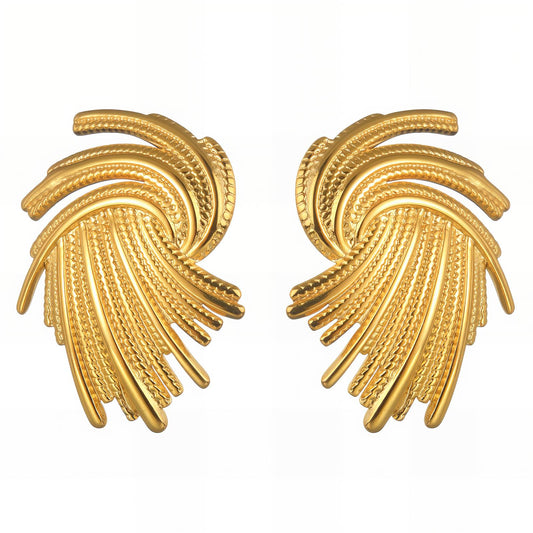 Earrings, 18K Gold Plated Steel
