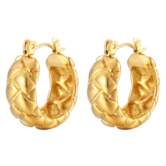 Woven hoop earrings.