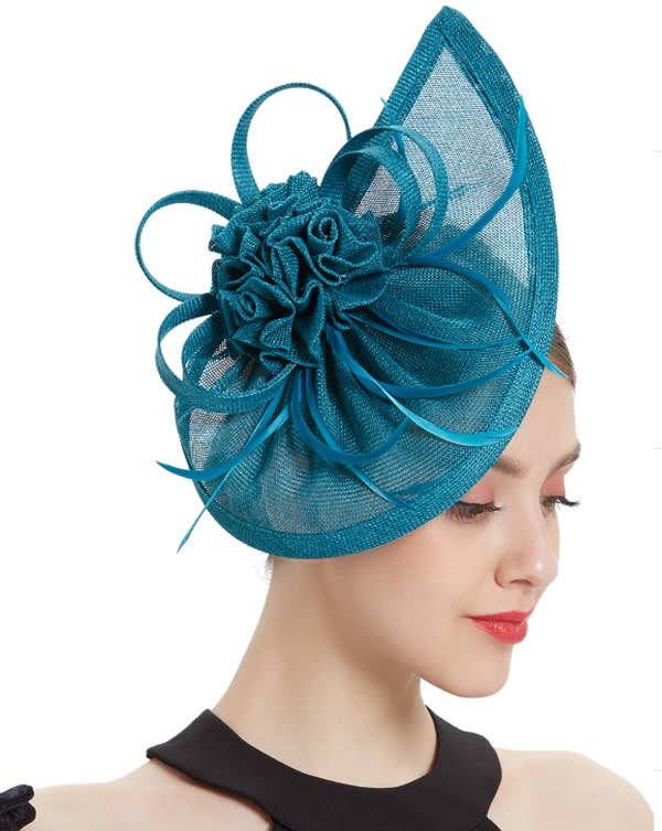Lake Blue Floral Brim Fascinator